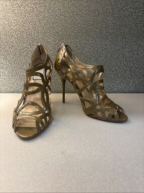 Enzo Angiolini Taupe Corbett Strappy High Heel Sandals - Size 7.5